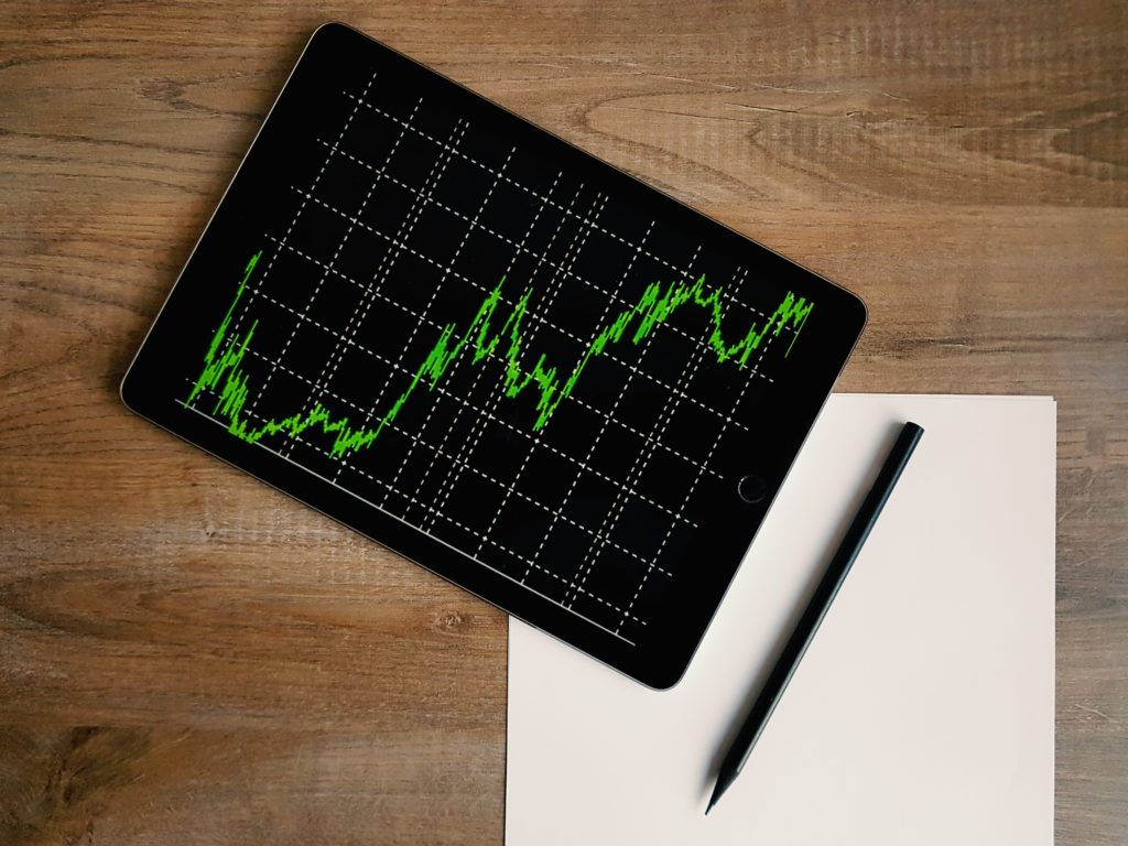 Stock market chart on a tablet PC